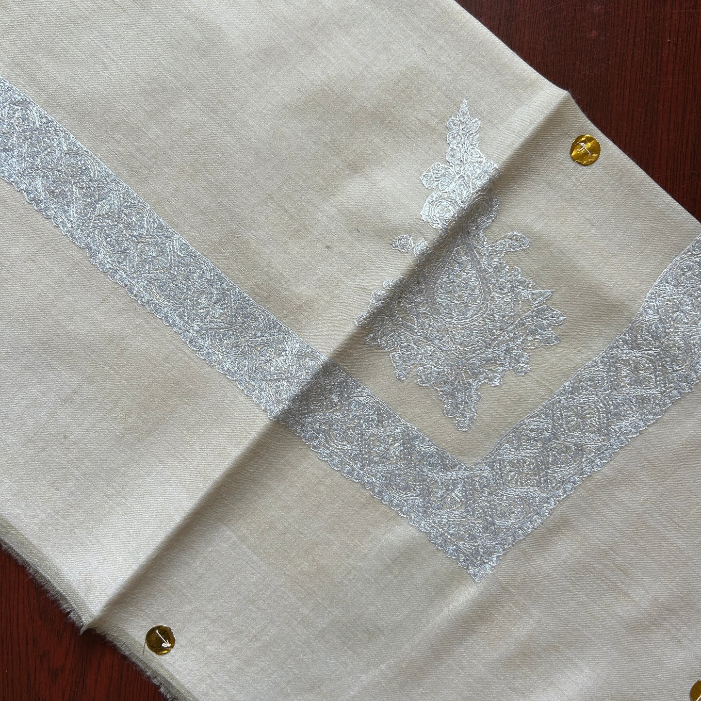 White on White Handmade Pashmina Shawl