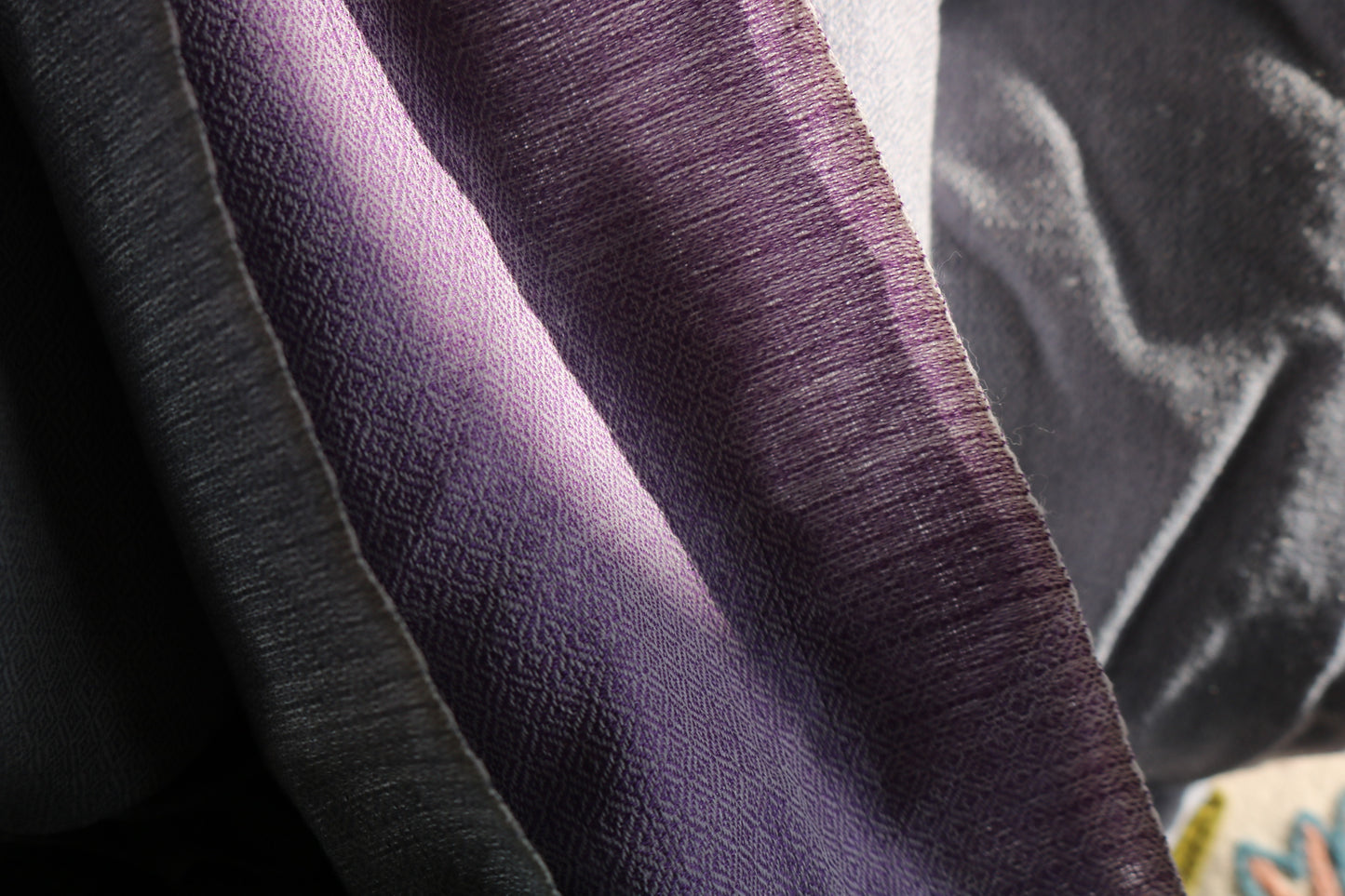 Blue & Purple Cashmere Chashm-e-BulBul Stole