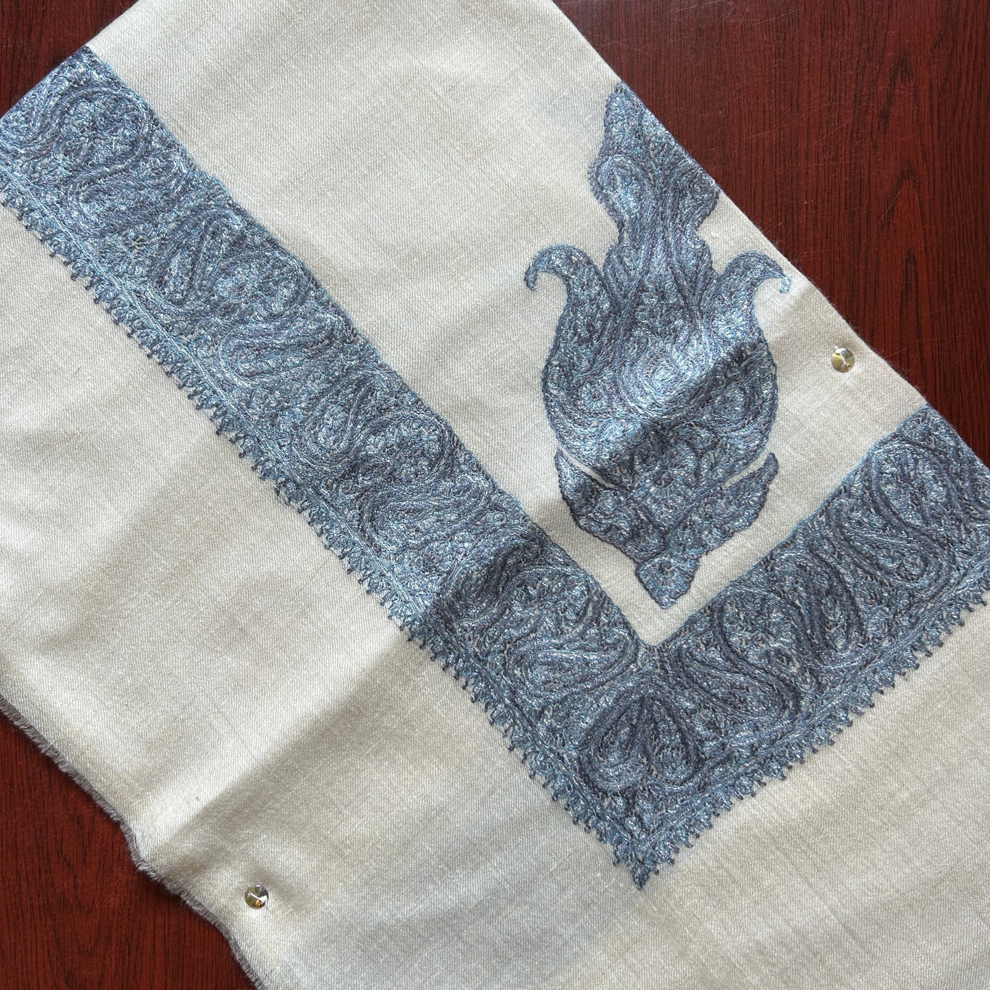 Silver Blue Handmade Pashmina Shawl