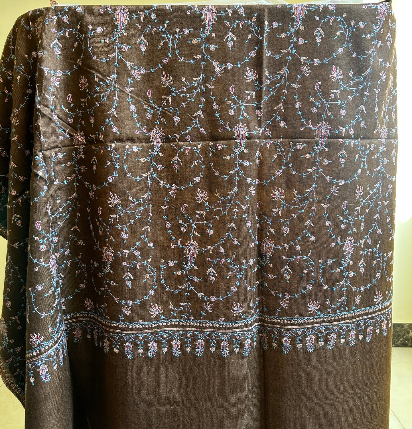 Brown Jalidar Handmade Pashmina Shawl