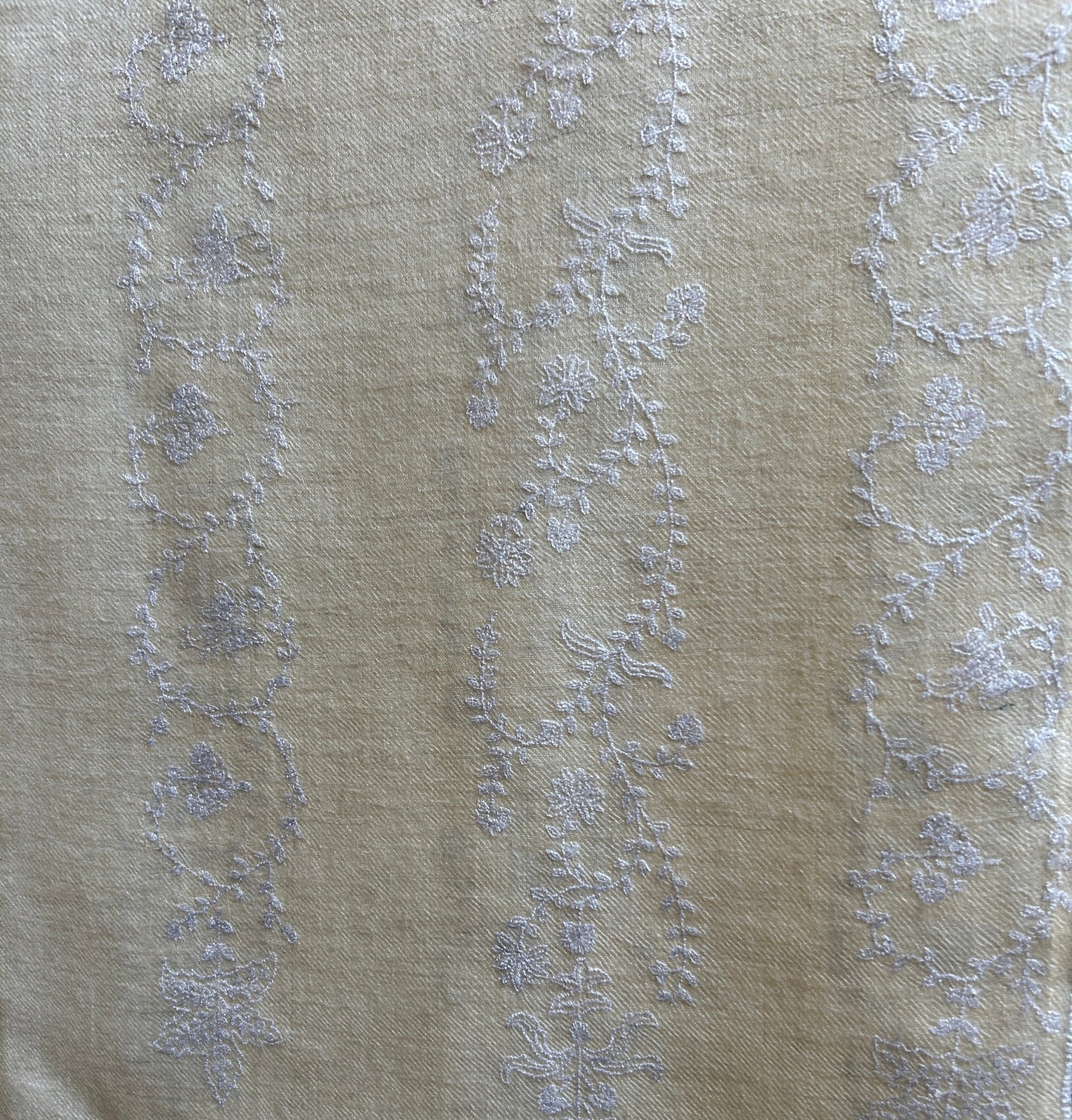 White Jali Stripe Handmade Pashmina Stole