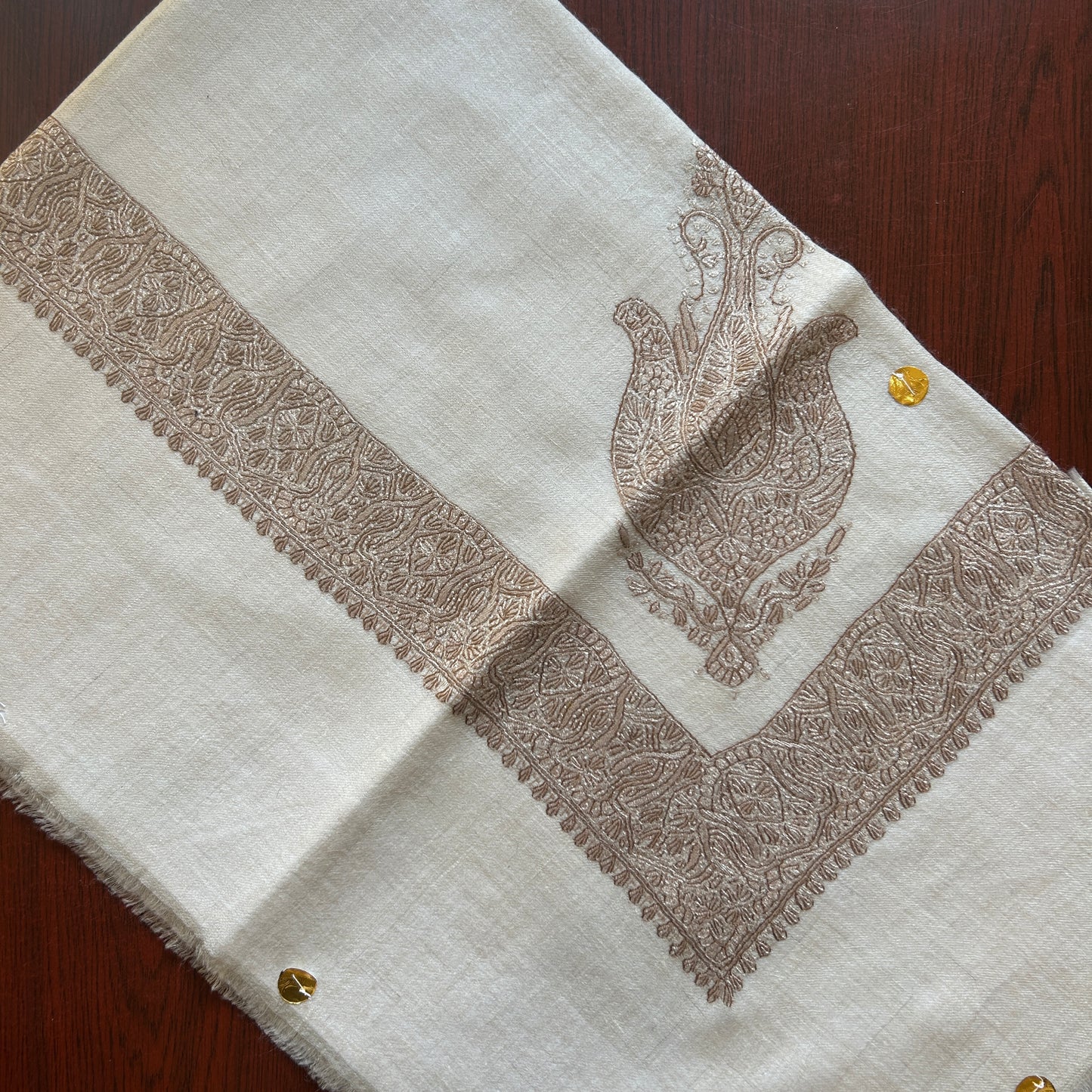 Beige Gold Handmade Pashmina Shawl