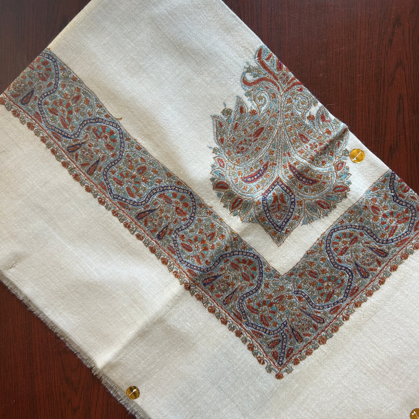 Royal Blue Mihrab Handmade Pashmina Shawl