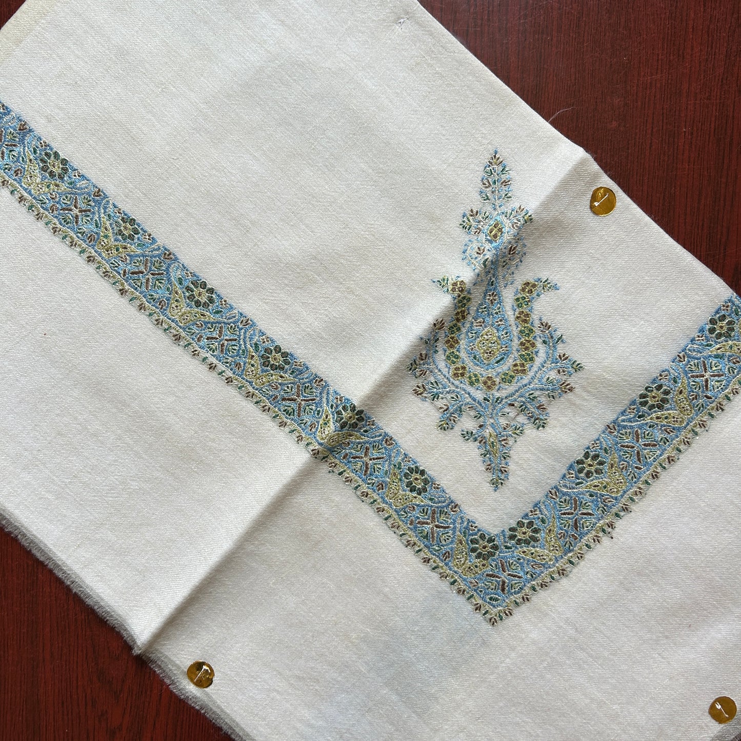 Green Blue Handmade Pashmina Shawl