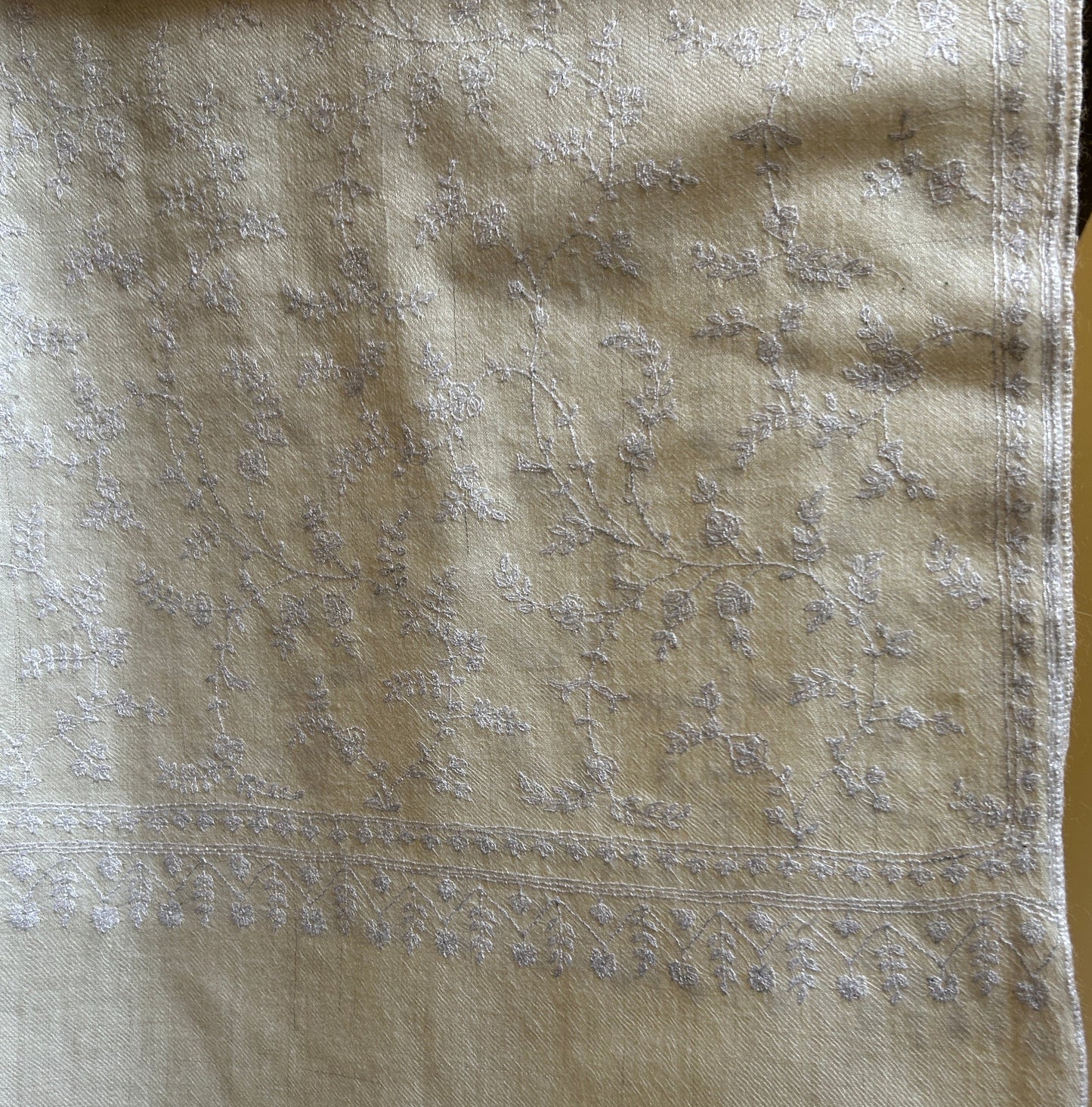 White on White Jaali Handmade Pashmina Stole