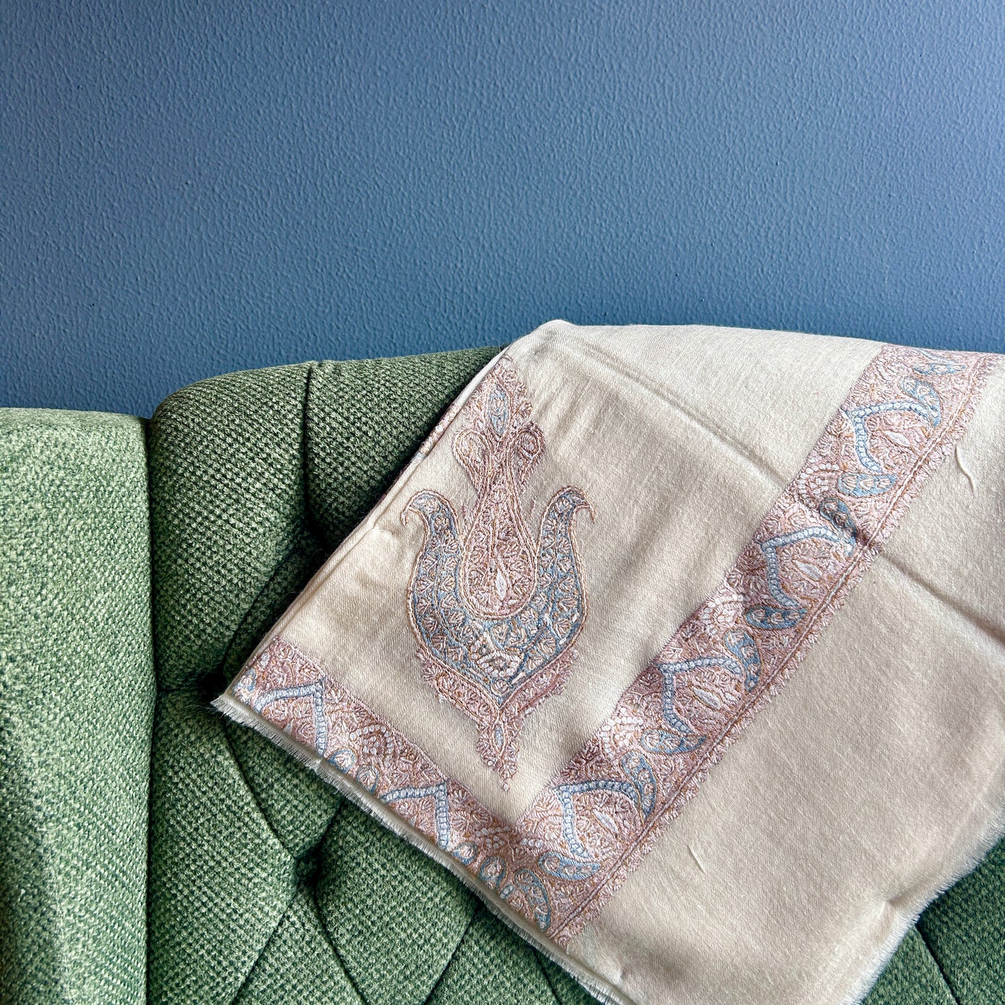 Brown Chalk Blue Pashmina Mussar
