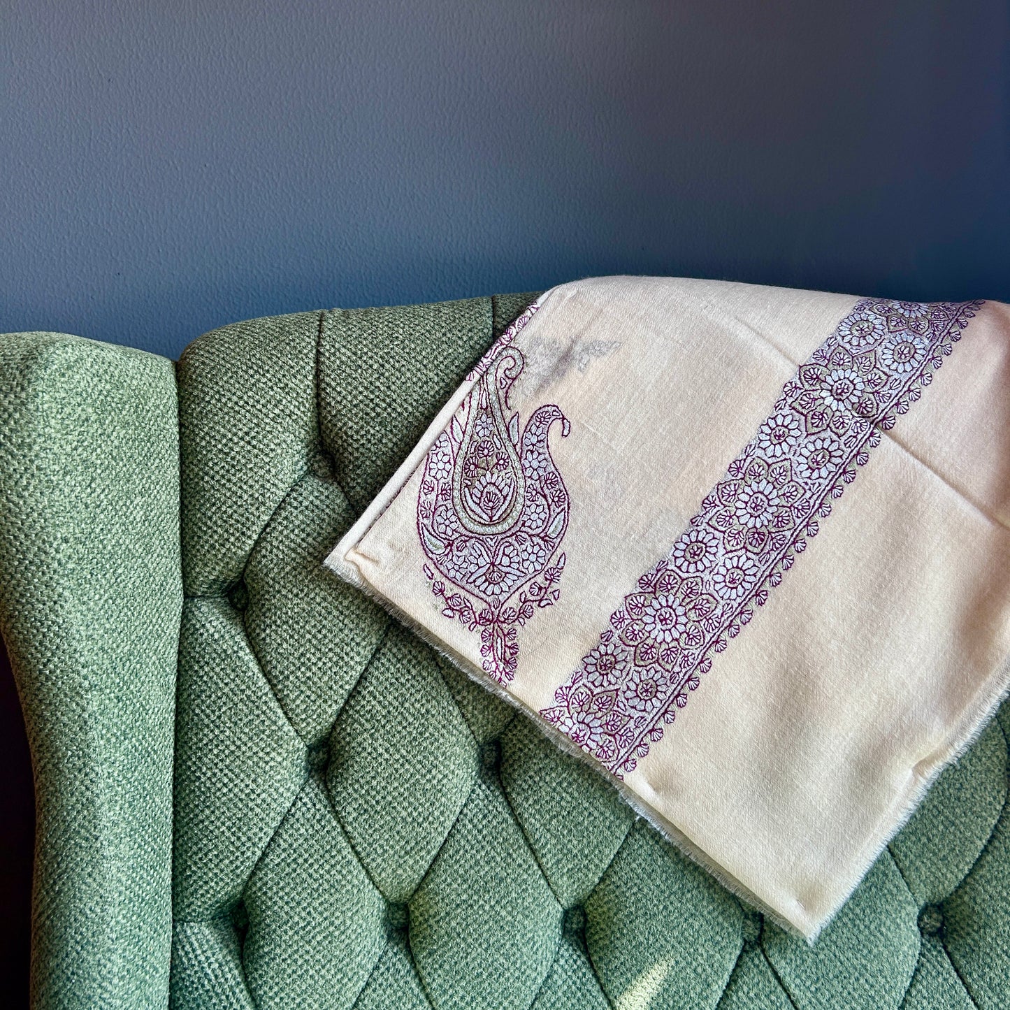 Silver & Olive Pashmina Mussar
