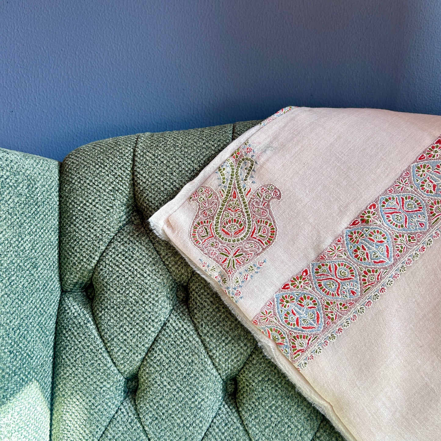 Blue & Green Floral Pashmina Mussar