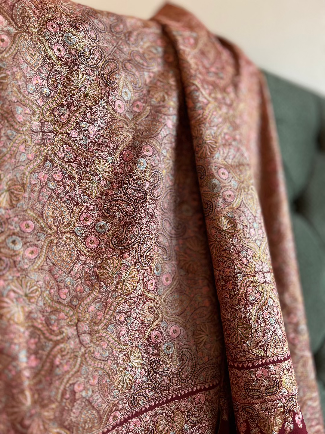 Bridal Red Silk & Pashmina Jamawar