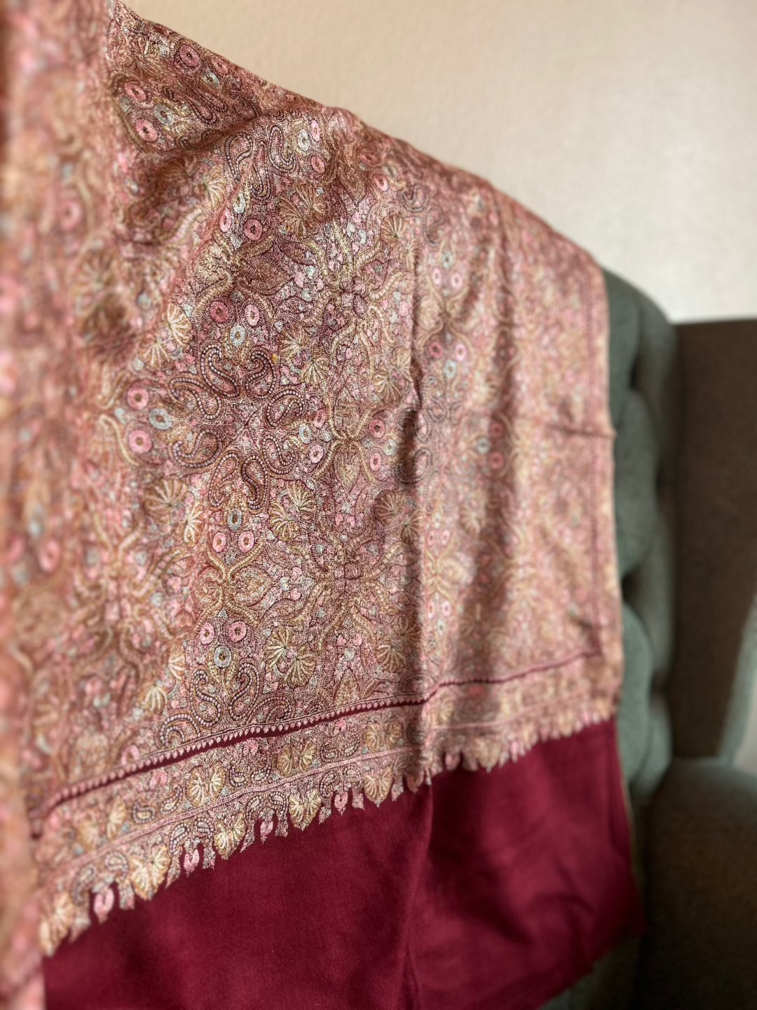 Bridal Red Silk & Pashmina Jamawar