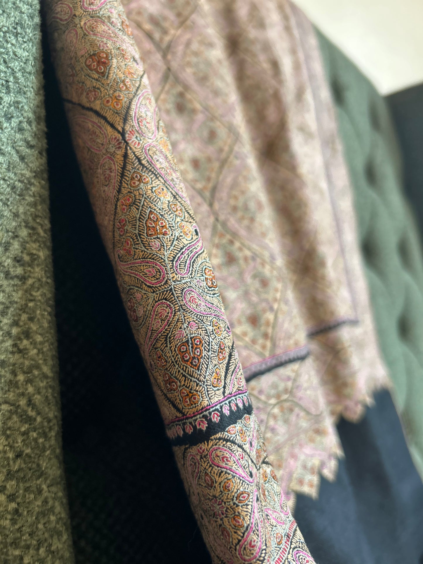 Navy Blue Silk & Pashmina Jamawar
