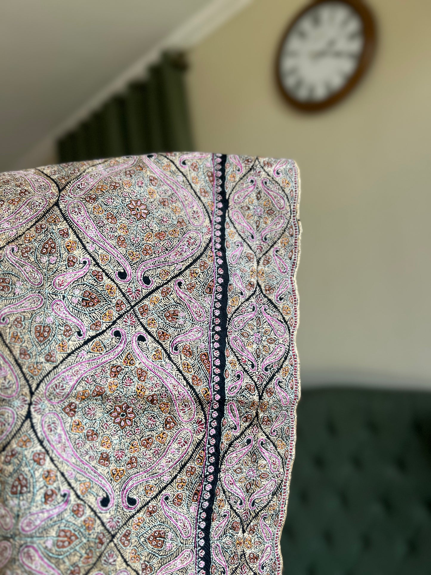 Navy Blue Silk & Pashmina Jamawar