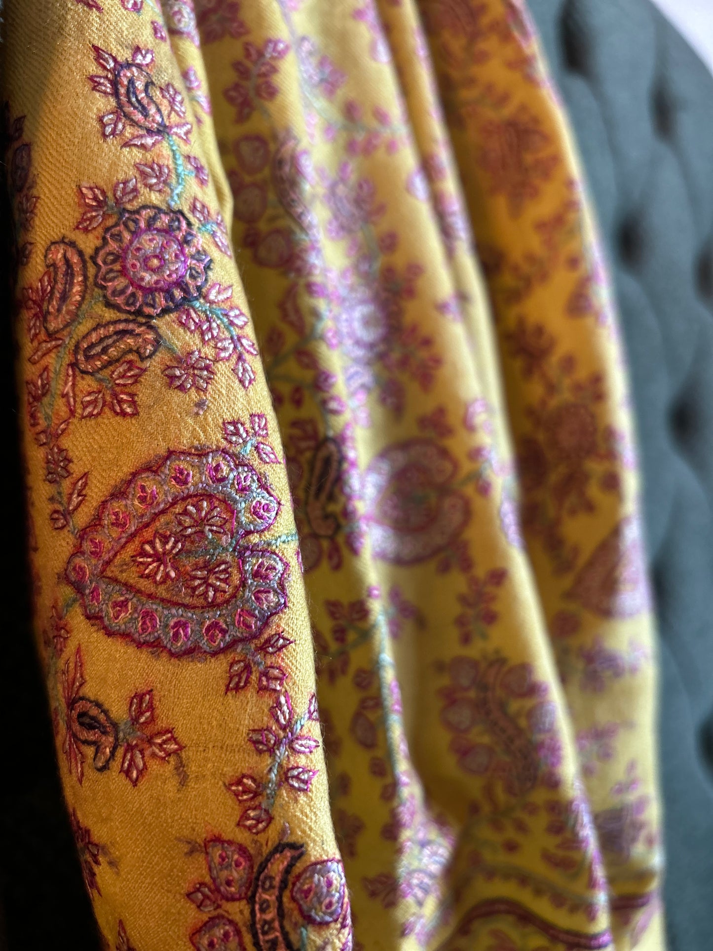 Yellow Jalidar floral shawl
