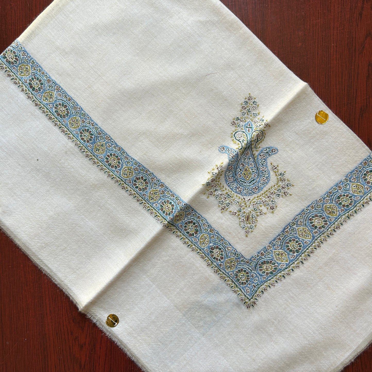 Blue Green Handmade Pashmina Shawl