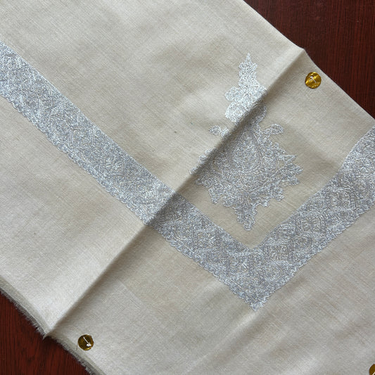 White on White Handmade Pashmina Shawl