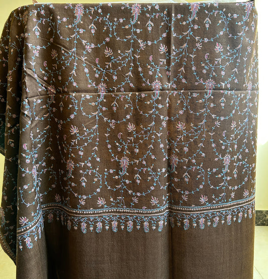 Brown Jalidar Handmade Pashmina Shawl