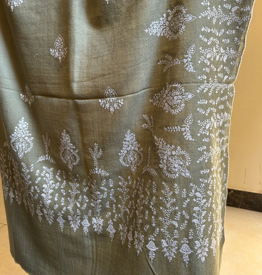 Olive Green PaldarBotidar Handmade Pashmina Shawl