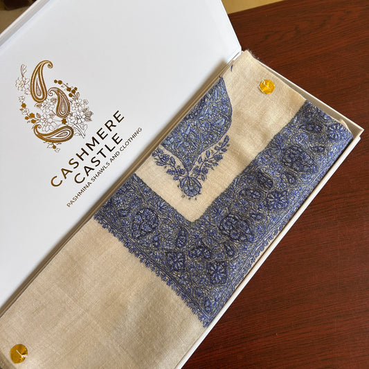 Classic Navy Blue Handmade Pashmina Shawl