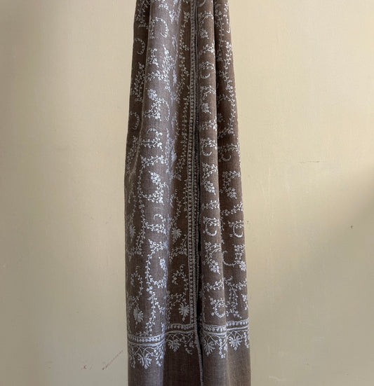 Beige Jalidar Handmade Pashmina Stole