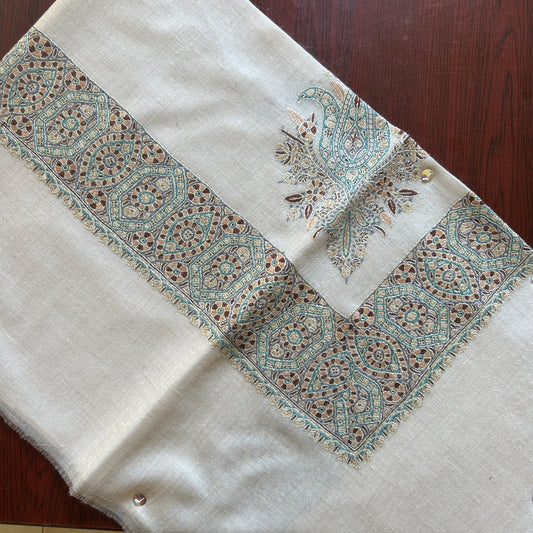 Royal Teal Brown Handmade Pashmina Shawl