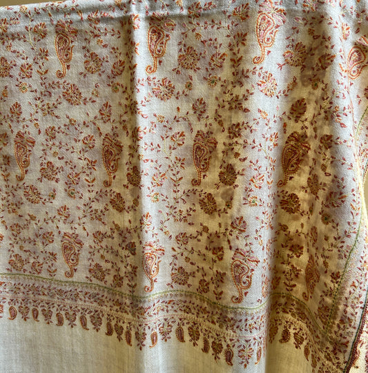 Tangerine Jalidar Handmade Pashmina Shawl