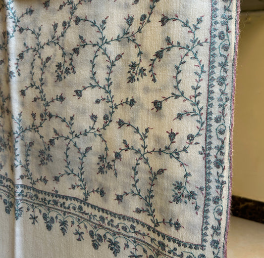 Blue Jalidar Handmade Pashmina Shawl