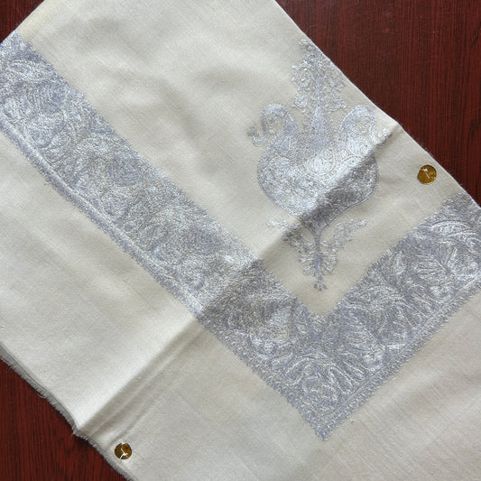 White on White Handmade Pashmina Shawl