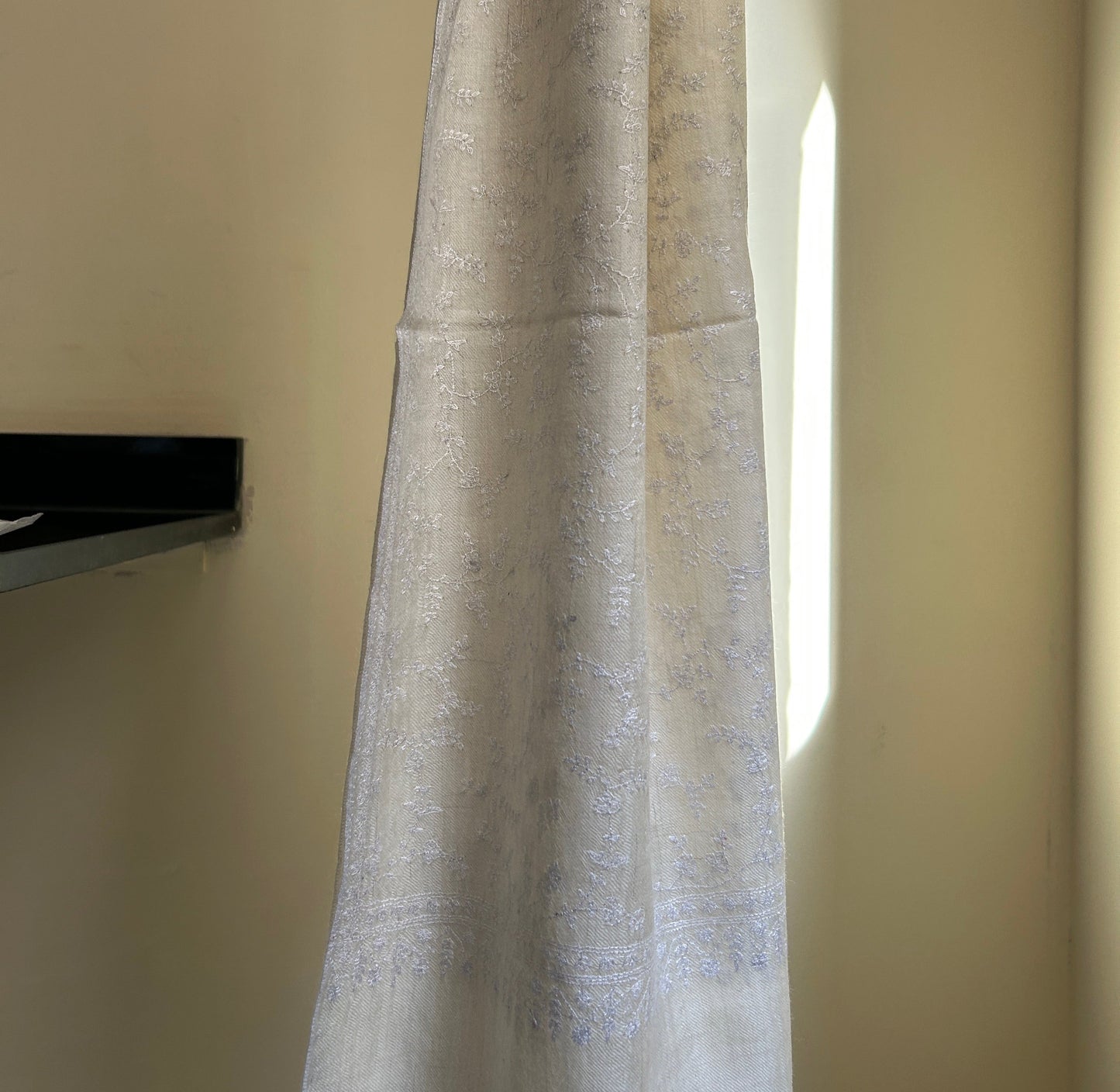 White on White Jaali Handmade Pashmina Stole