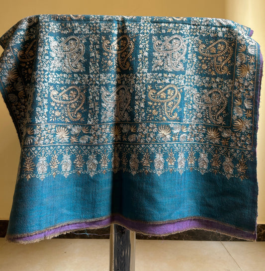 Double Colour Zaridar Sozni Handmade Pashmina Stole