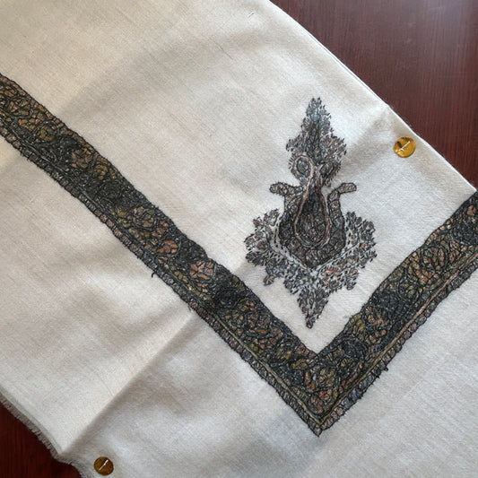 Greenish Black Handmade Pashmina Shawl