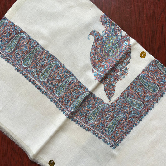 Red Blue Paisley Handmade Pashmina Shawl