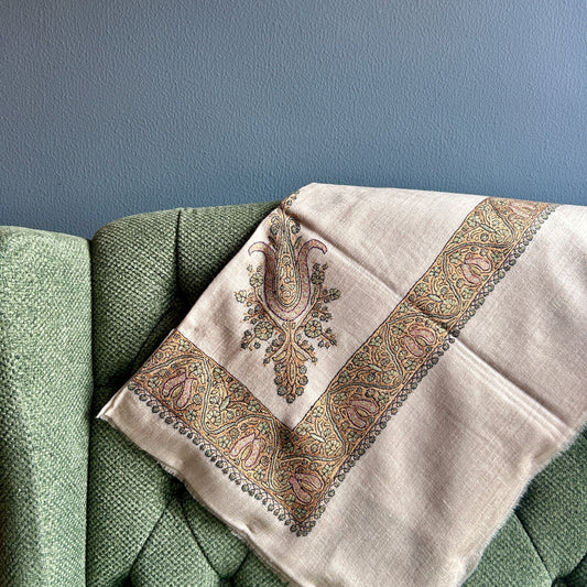 Scarlet & Olive Grace on Deep Beige Pashmina Mussar
