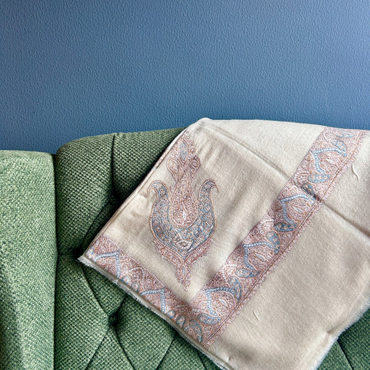 Brown Chalk Blue Pashmina Mussar