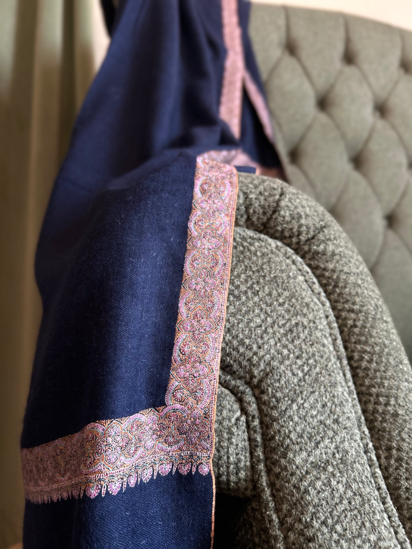 Navy Blue floral Hashidar