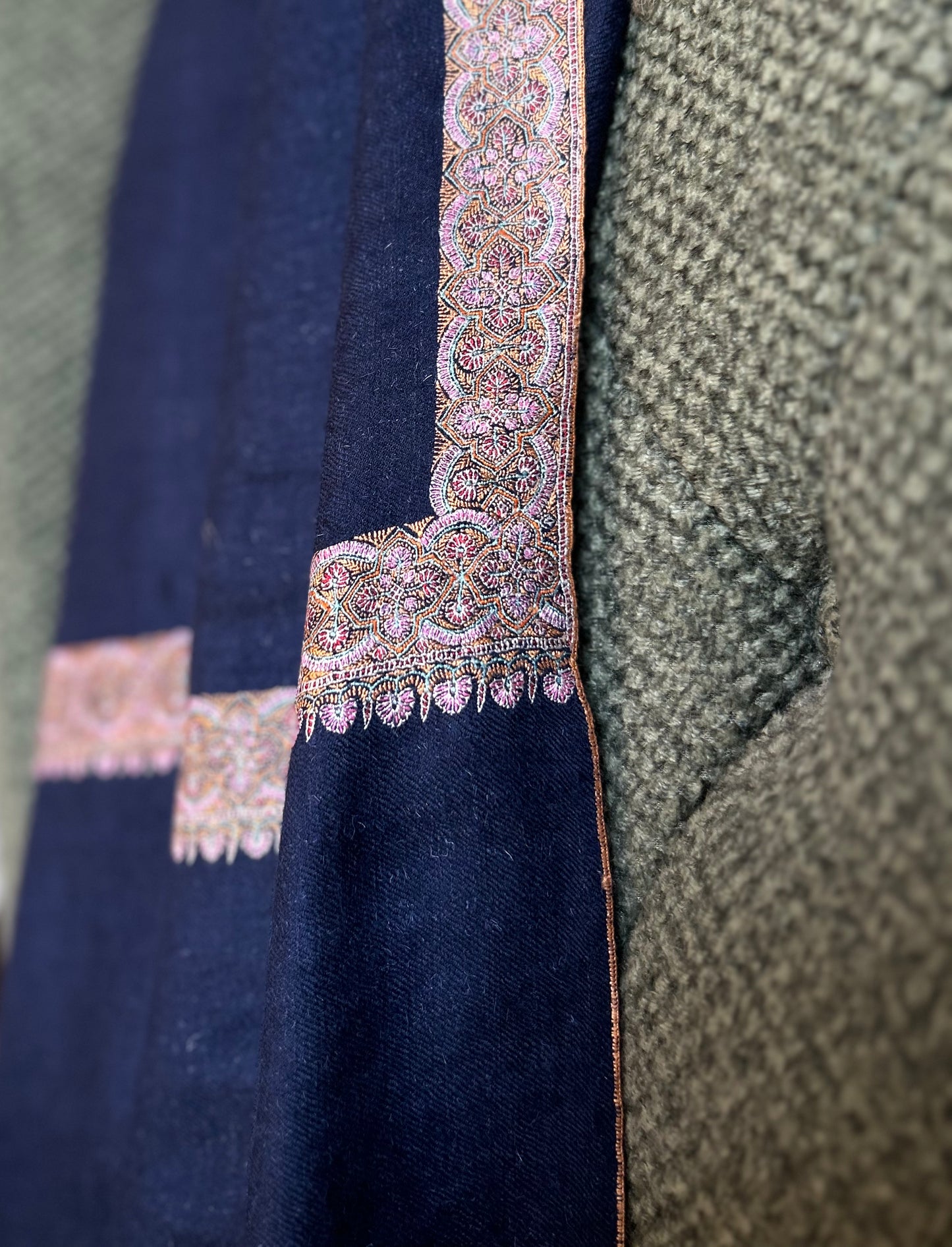 Navy Blue floral Hashidar